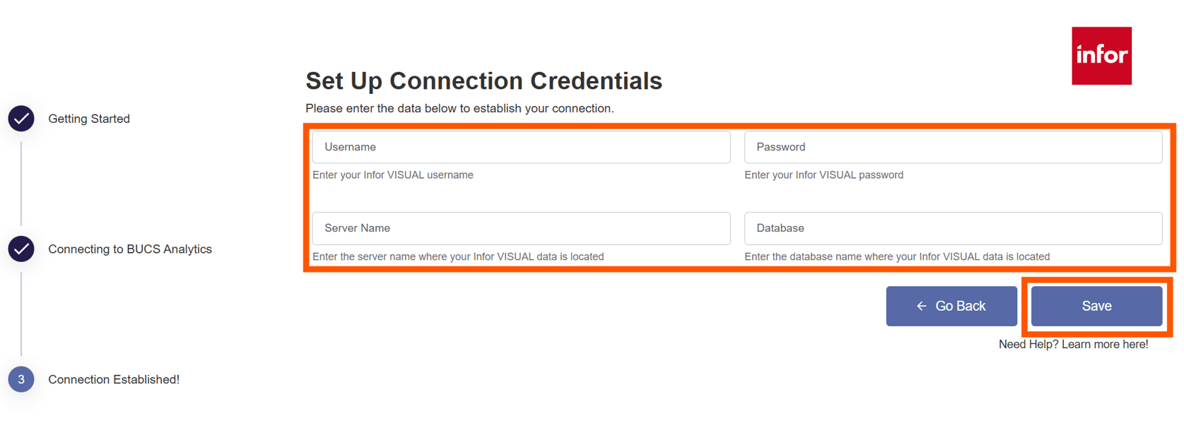 Infor VISUAL Data Connection Setup
