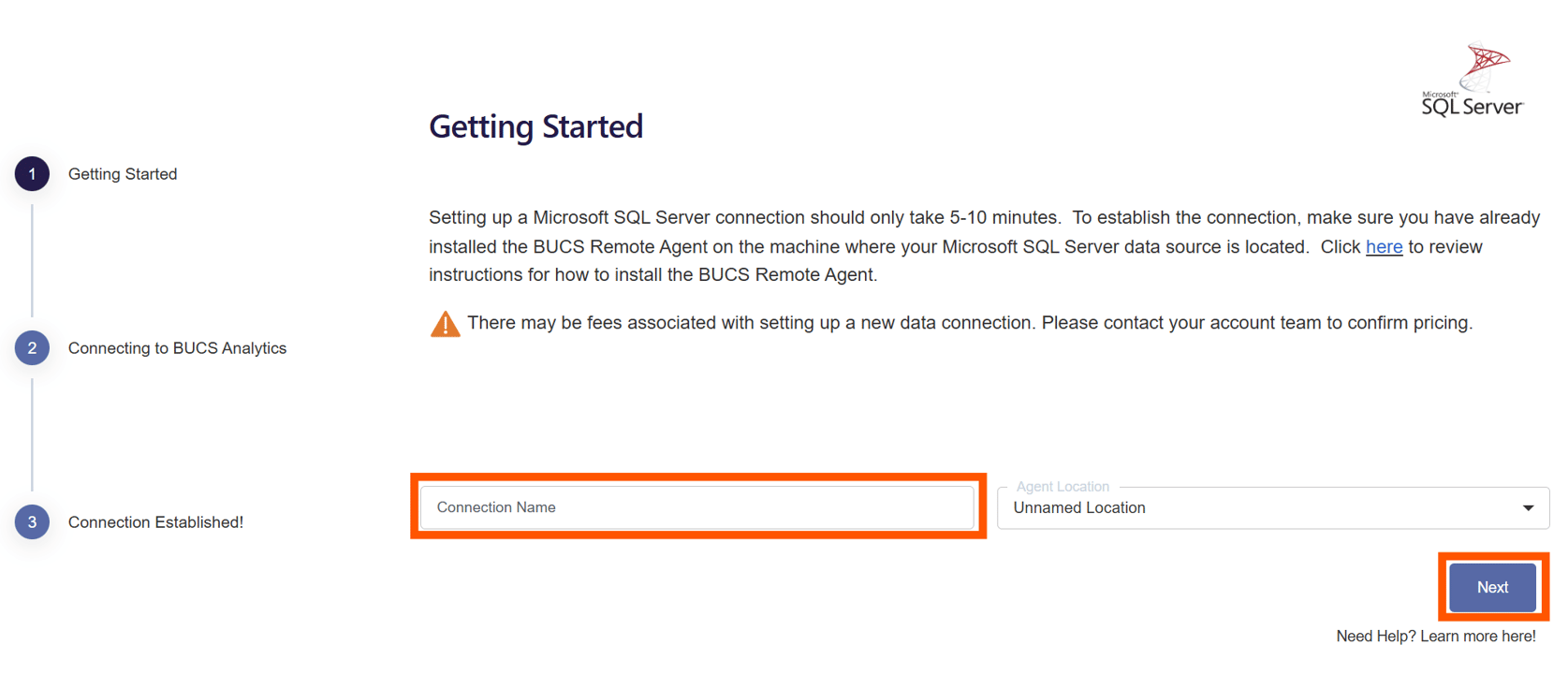 Microsoft SQL Server Data Connection Setup